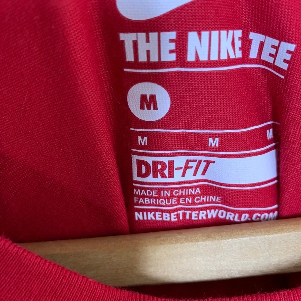 Nike Mens Medium Dri Fit Tee Red USA Spellout Olympic Team